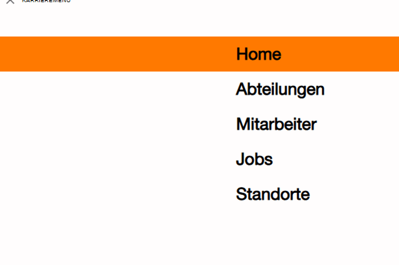 Ein Screenshot des Menü