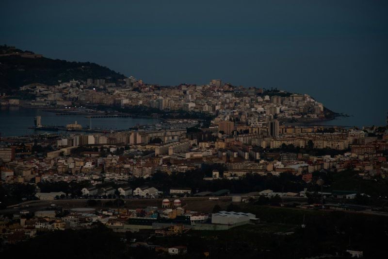 A night view of a city and a body of water