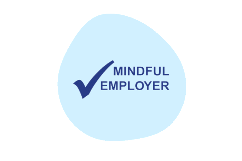 Blue circle with the Mindful Employer logo 