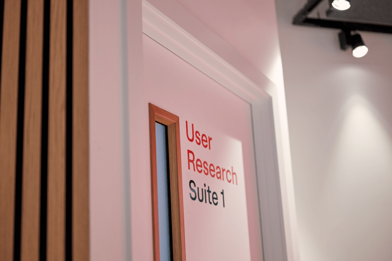 A door labeled ‘User Research Suite 1.’
