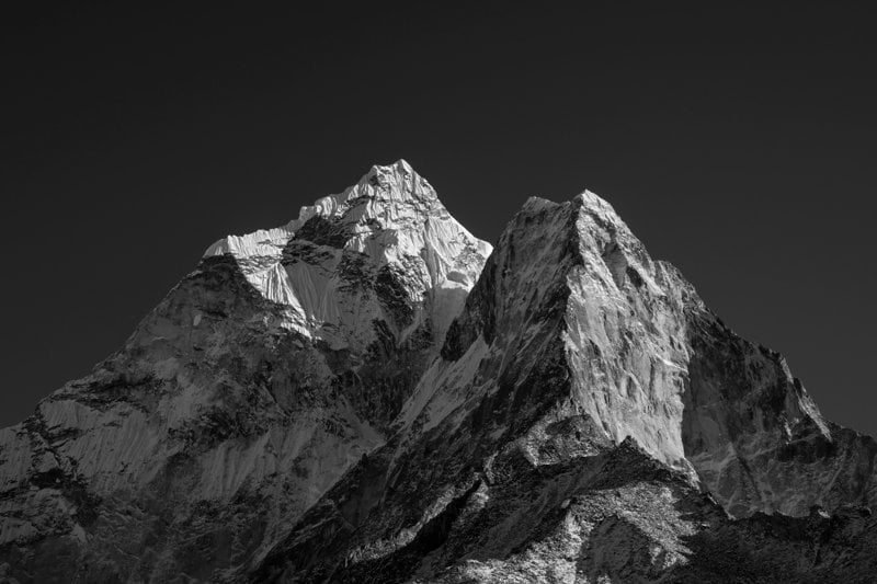 grayscale of mountain