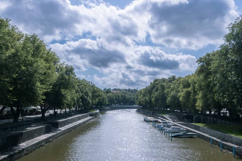 a river with boats on it