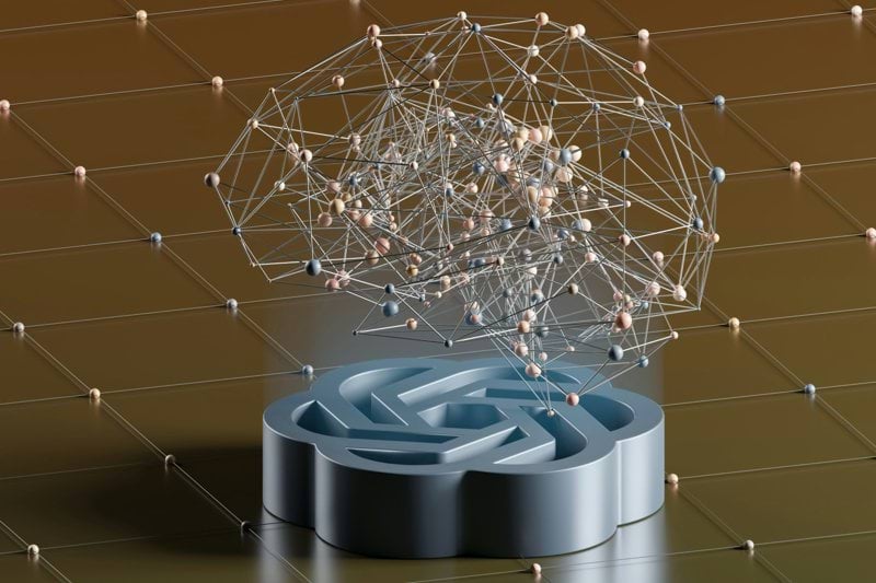a computer generated image of a network and a laptop