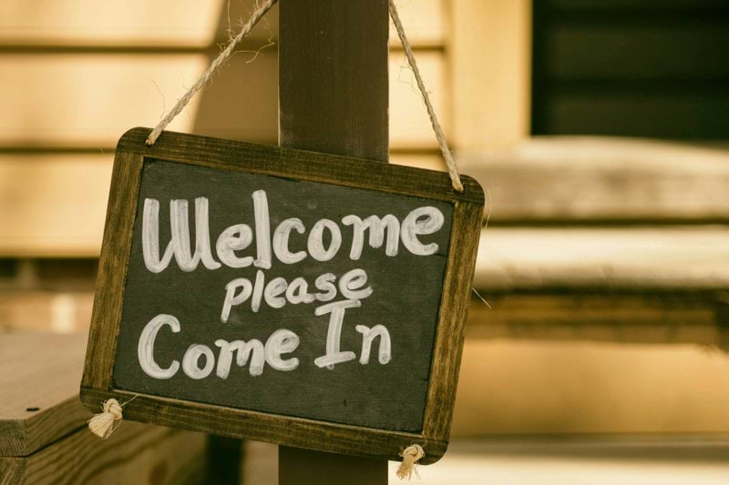 welcome signage on focus photography