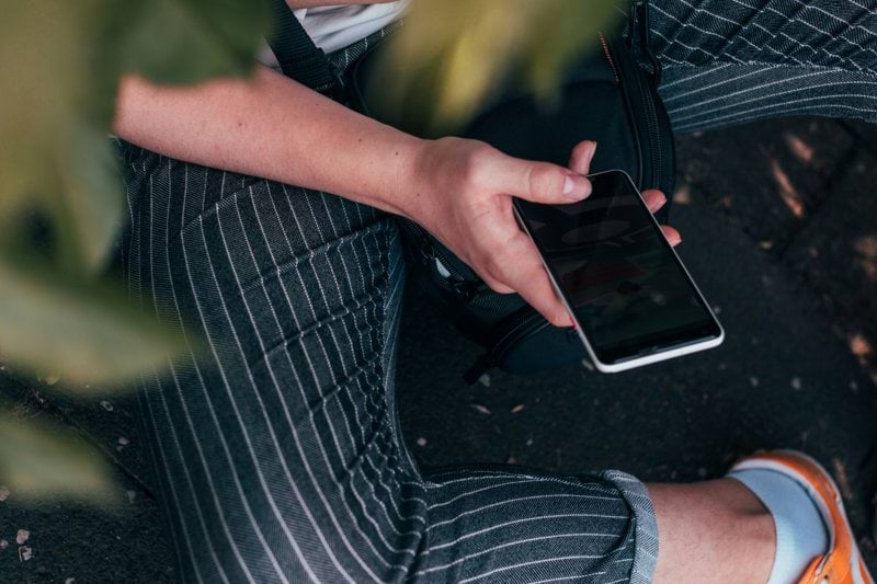 person using smartphone