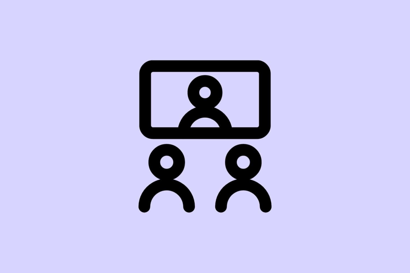 Icon Group Meeting Call auf lila Hintergrund