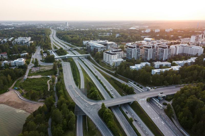 super highway during golden hour