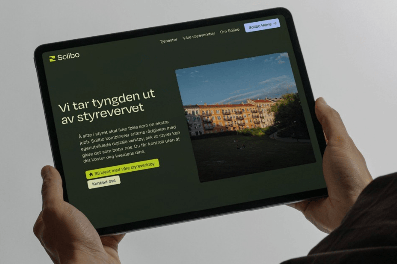Eksempel på uttrykk av ny brand på en tablet