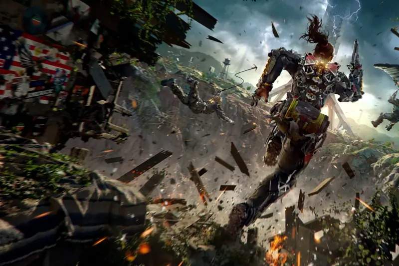 Explosive action concept art from Exoborne