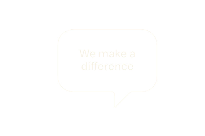 Weiße Sprechblase mit den Worten "We make the difference"