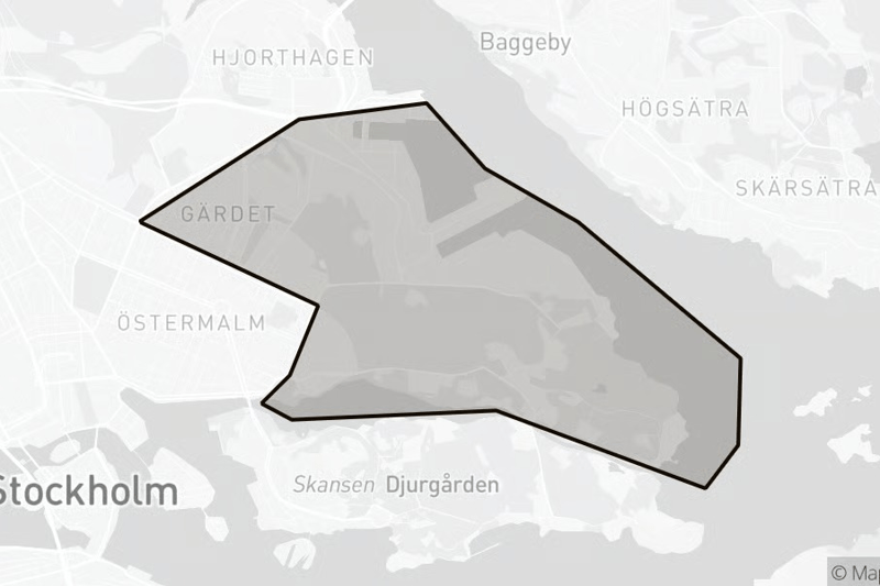Kartbild över Gärdet Stockholm