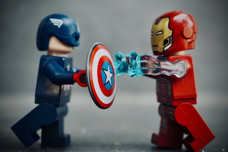 red and blue robot toy