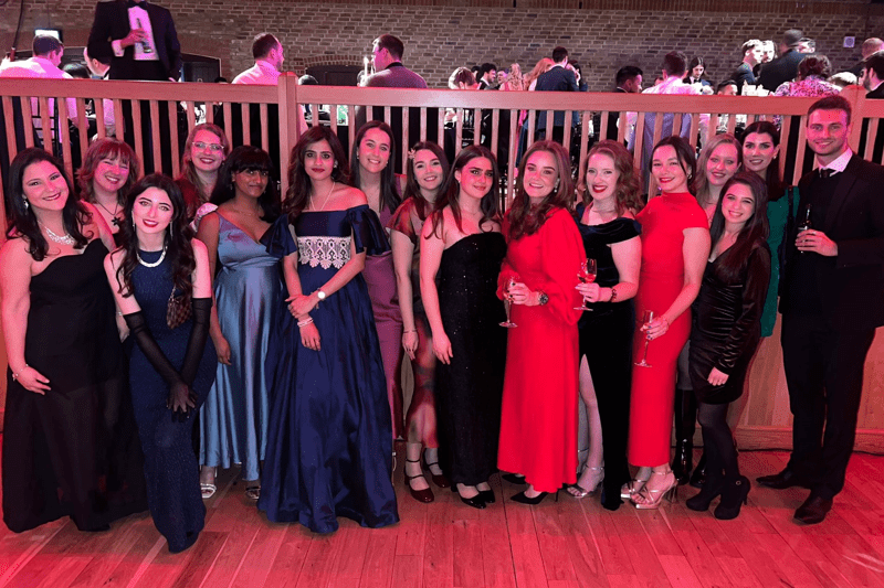 Marketing team at the winter party