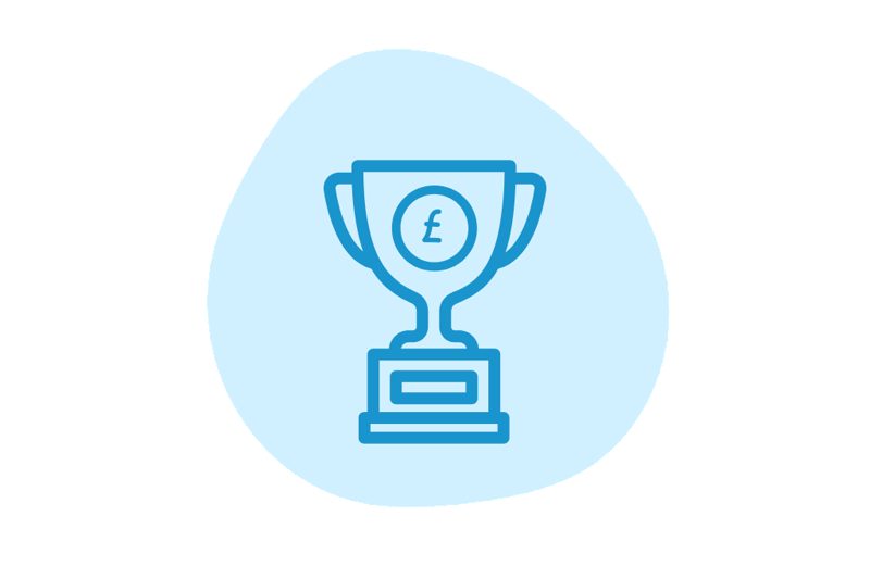 Trophy icon inside a blue circle