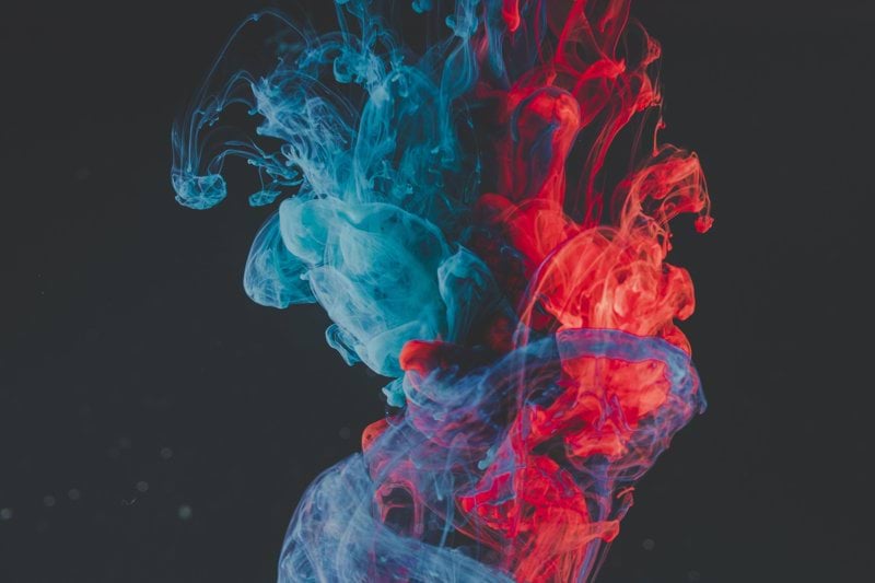 blue and red smoke illustration