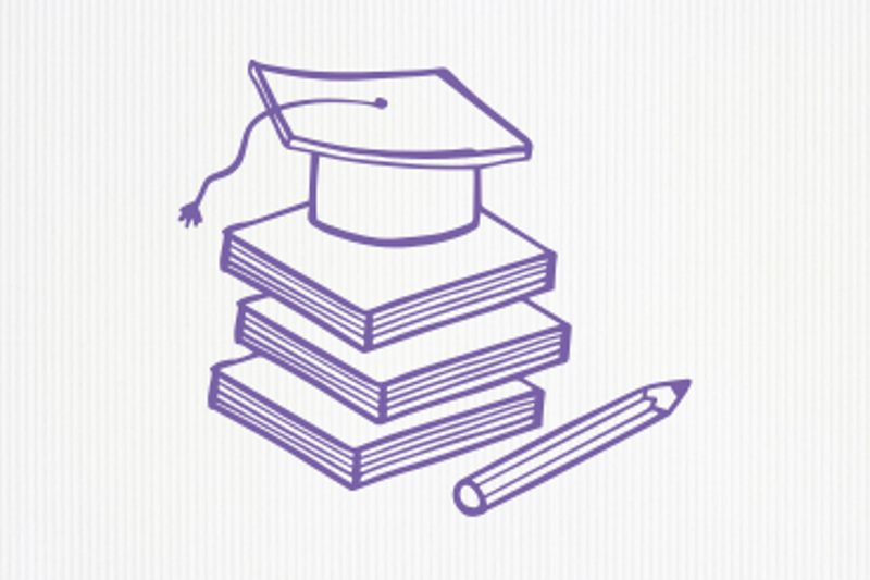 University hat and books icon, referencing The Works 'Can-do Academy' benefit