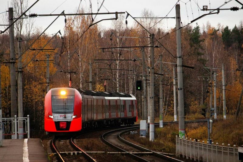 orange train on railroad during daytime