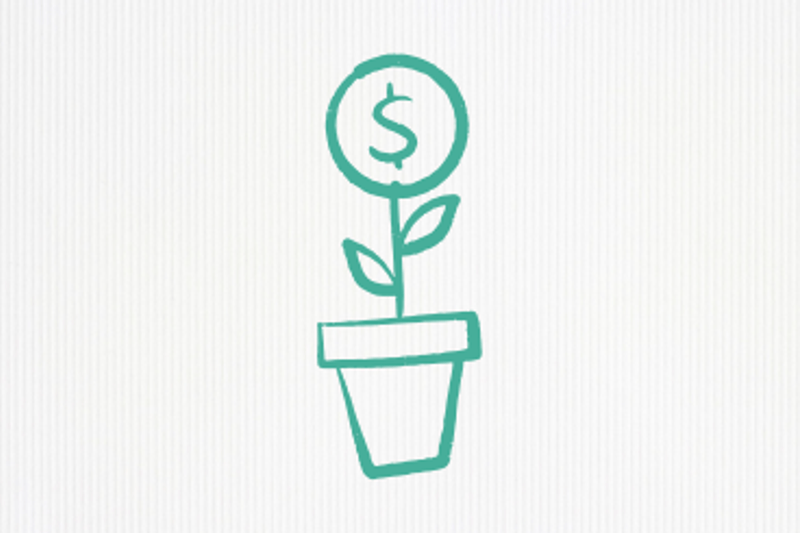 Plant growing money icon, referencing The Works 'sharesave' benefit