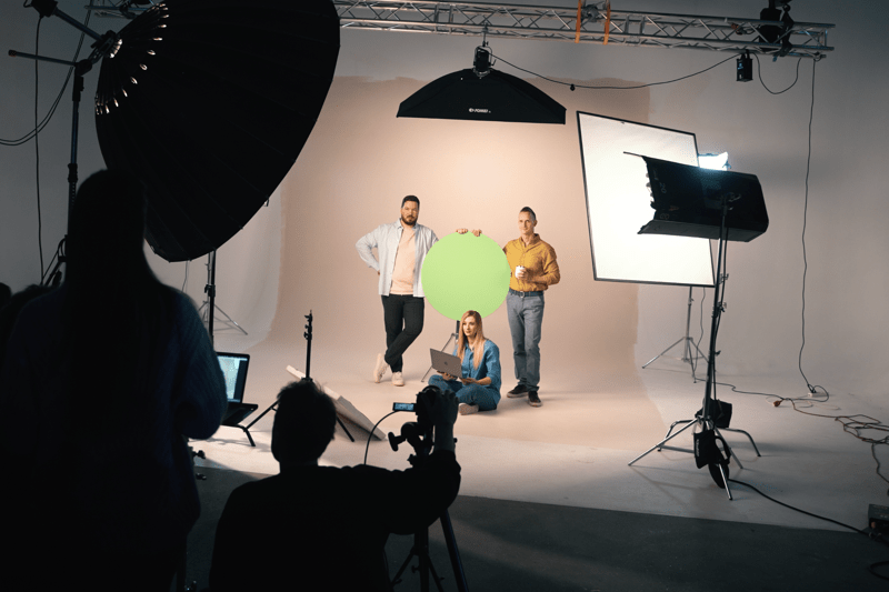 Behind the scenes of the If tech community awareness campaign making in the studio with multiple colleagues from Baltics and the Nordics
