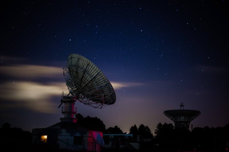 white satellite dishes