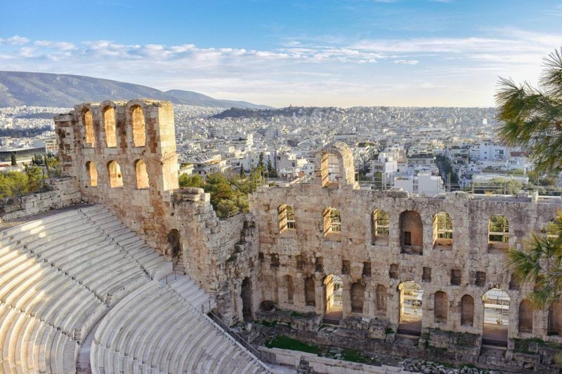 a view of the ruins of a roman theatre