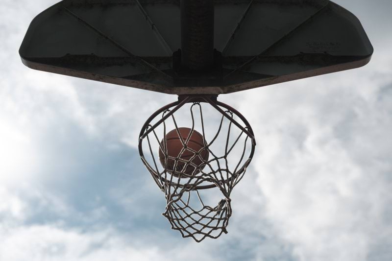 basketball on rim