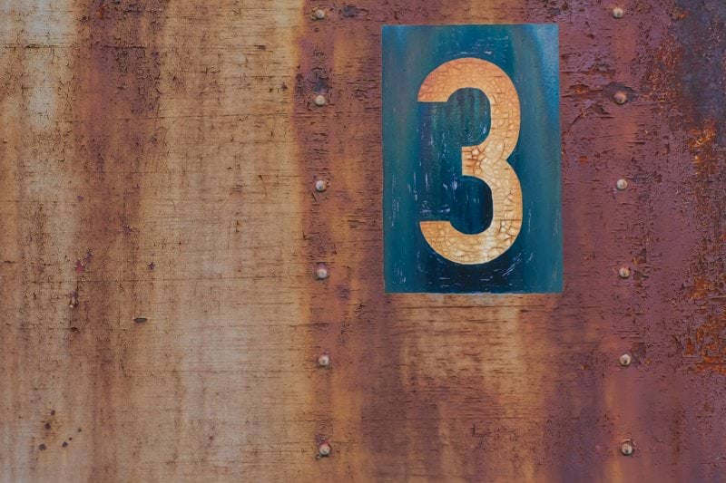 blue and orange number 3