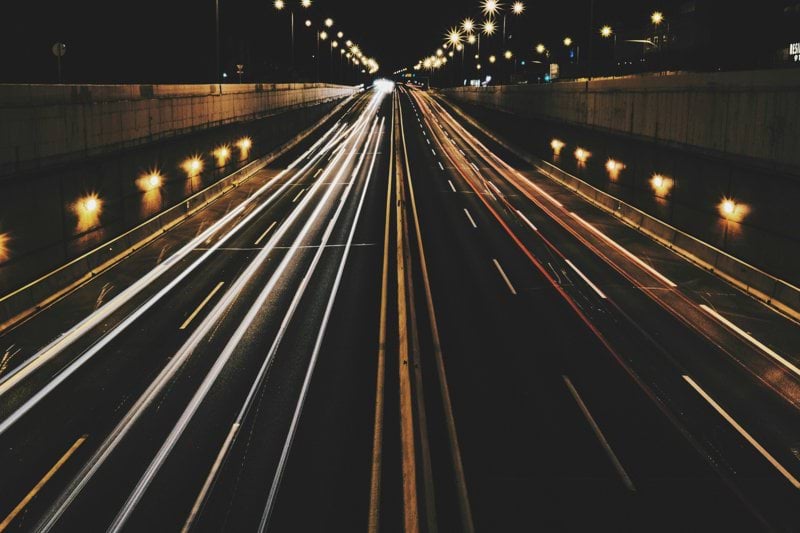 timelapse photography of road