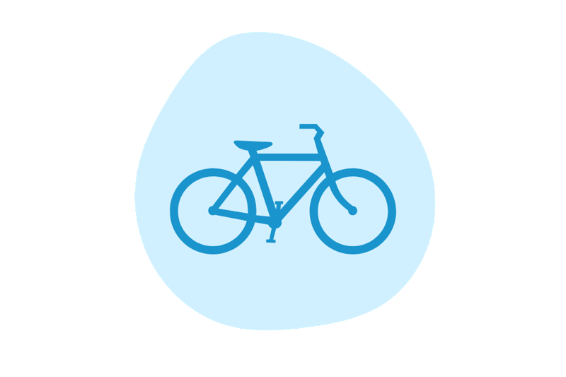 Blue circle with a bicycle