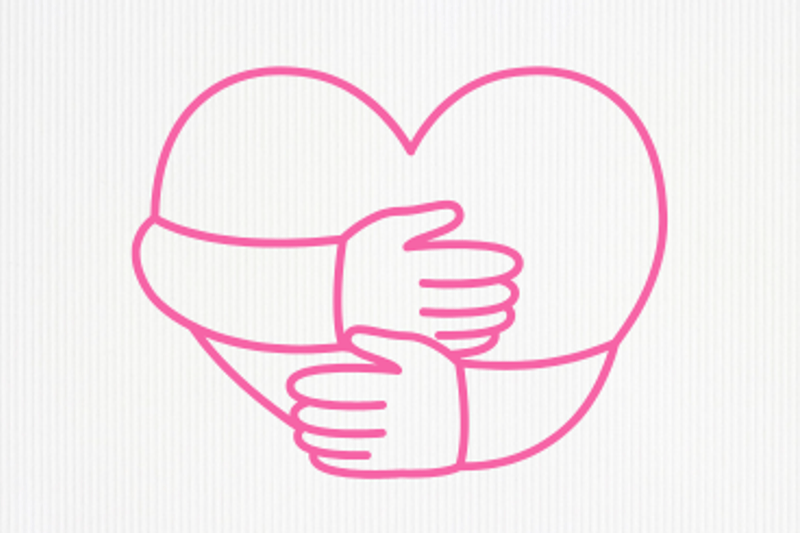 hands hugging a heart icon, referencing The Works 'Family Friendly Leave' benefit
