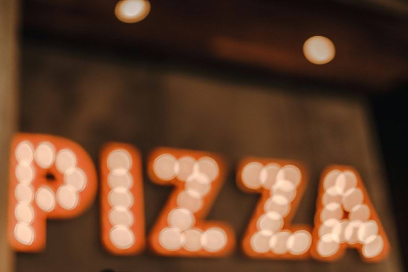 red Pizza lighted signage