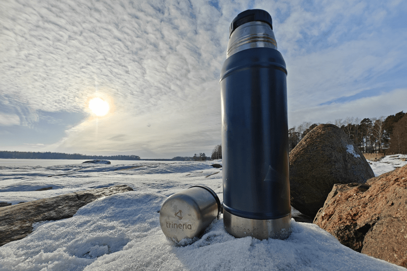 thermos bottle at seaside