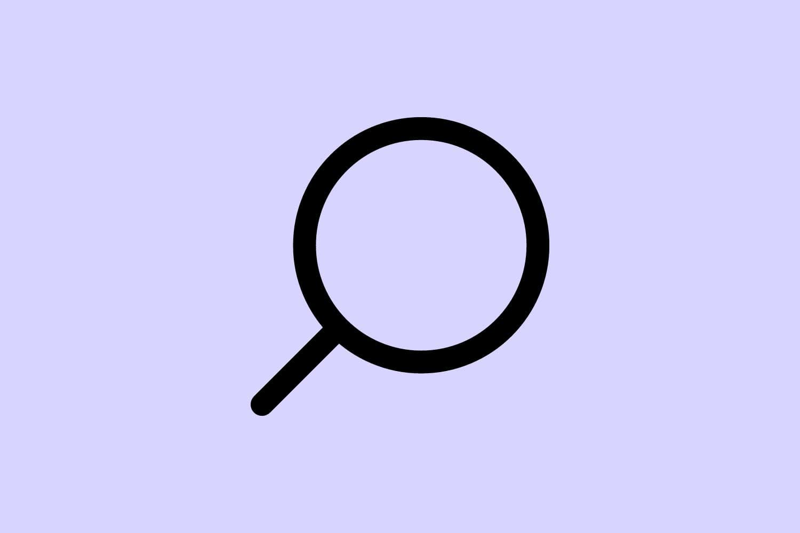 Icon Magnifying Glas auf lila Hintergrund