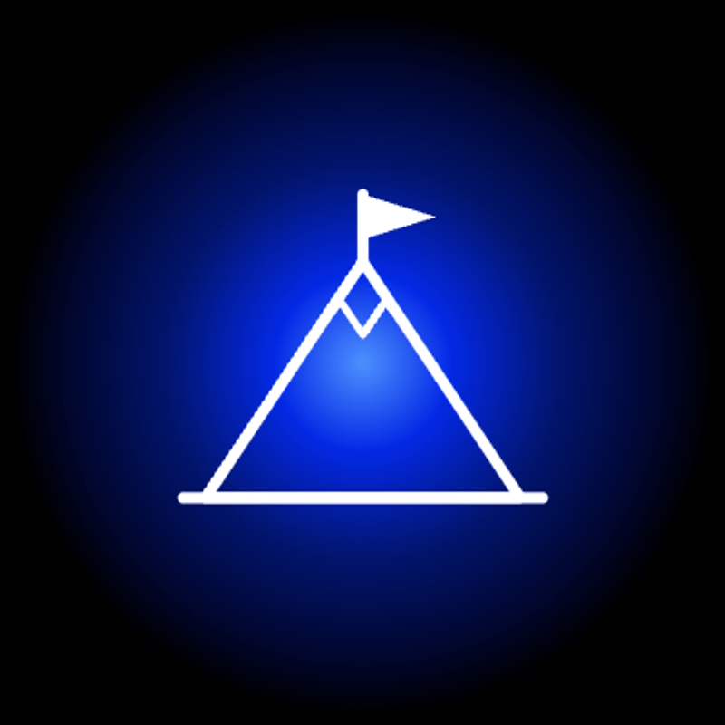 Mountain peak with flag icon representing TapNation's Ambition value — aiming for hits