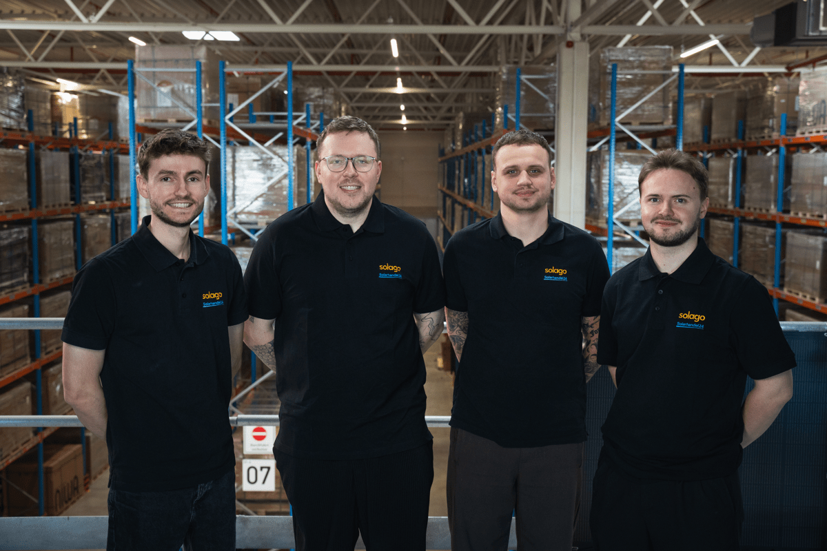 Führungsteam von solago mit Janik Nolden, Kevin Malek, Julian Dienst und COO Julian Gross