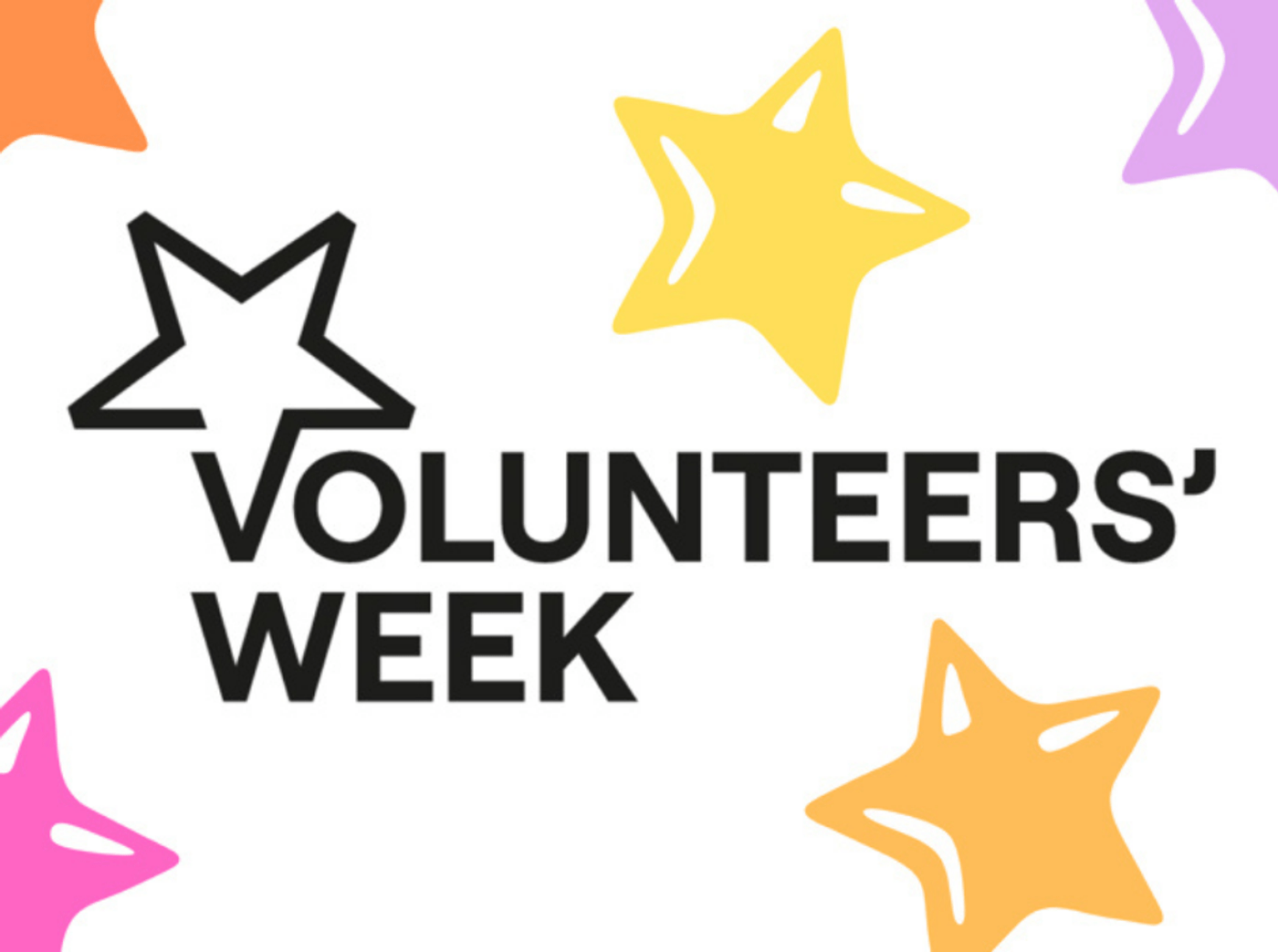Volunteers' Week logo surrounded by colourful stars