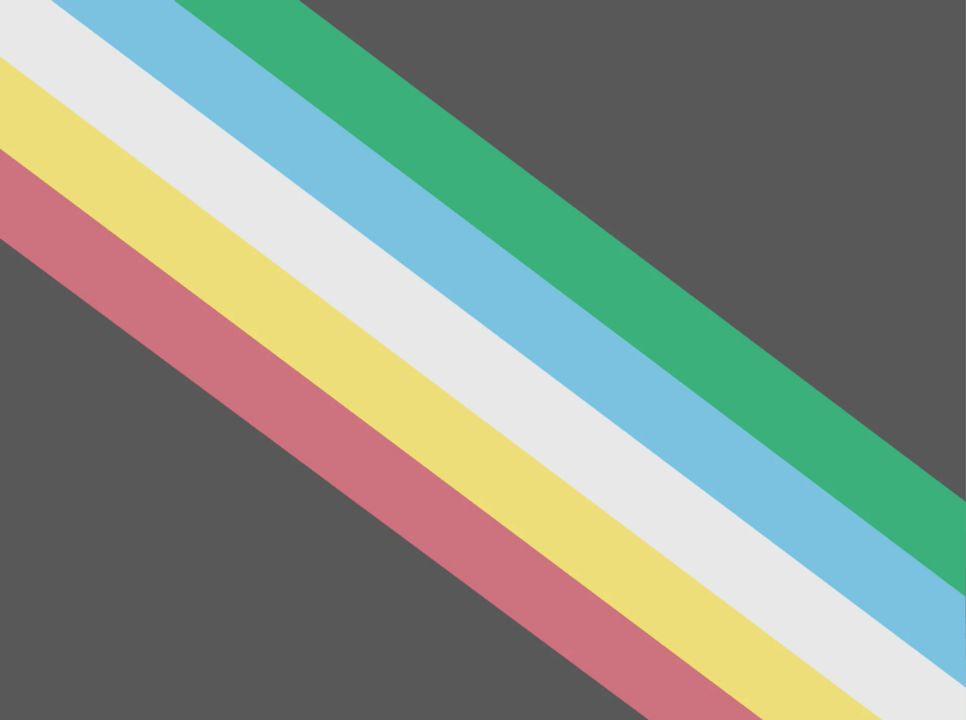 Disability Pride Month Flag with red, yellow, white, blue and green stripes on a dark grey background