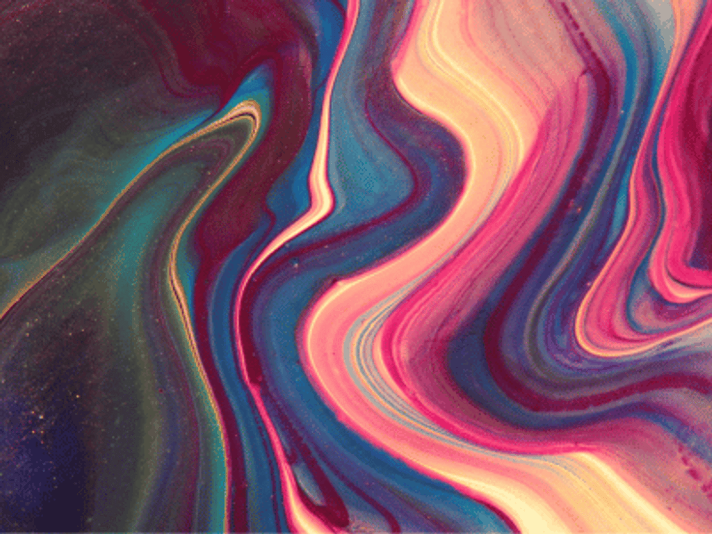 Blue, purple, orange and red swirls