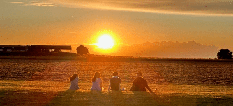 Sunset over summer party