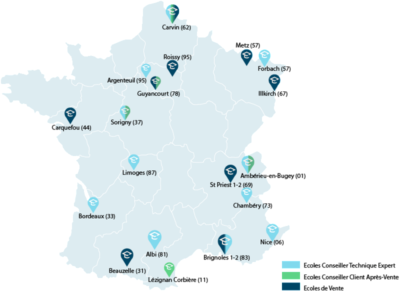 Des écoles de formation dans toute la France