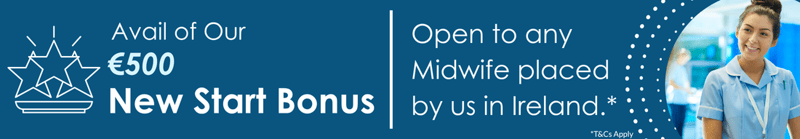 Graphic with a nurse and text that outlines a new start bonus