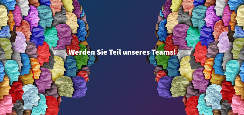 Bunte Köpfte mit Text Werden Sie Teil unseres Teams